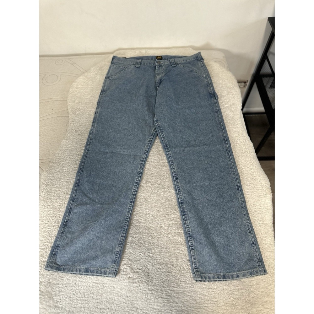 Lee Men's Straight‎ Leg Loose Fit Cargo Carpenter 100% Cotton Denim Jeans 36x30